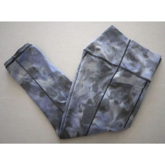 Athleta Women's Sz S Gray/White Striped Cropped Workout Leggings - Picture 4 of 8